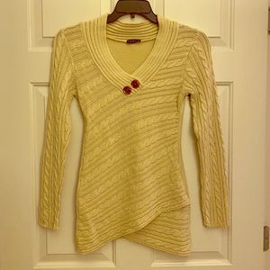 Venus Knit Sweater. Tan. Two Buttons. S.
